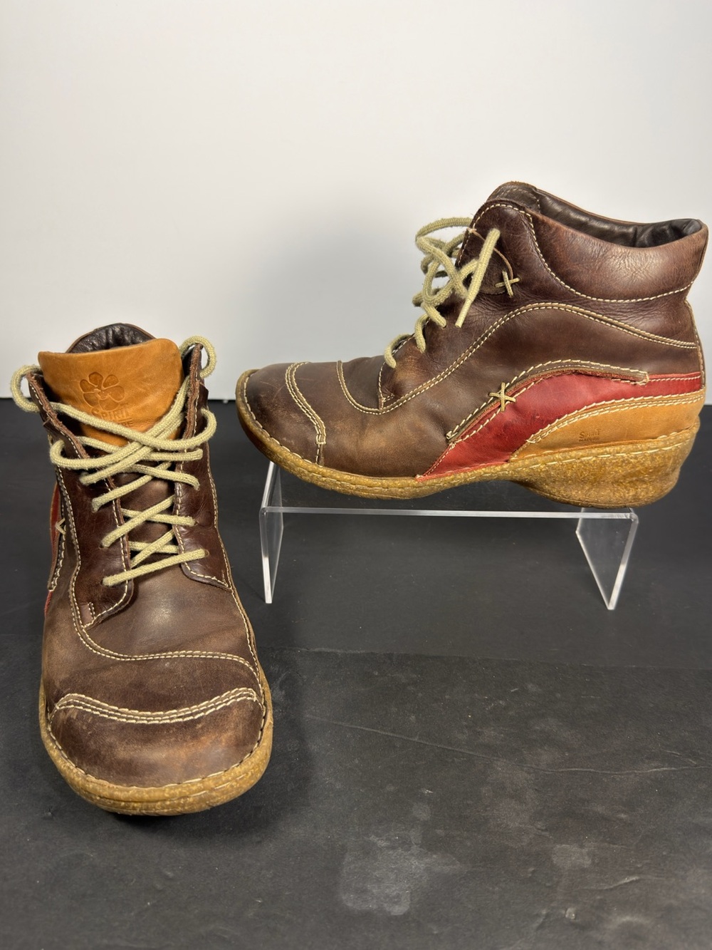 Josef Seibel Neele 52 Spirit of Nature Leather Boots Brown Red  Size 39 (8-8.5)